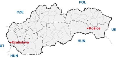 Kort af bratislava Slóvakíu