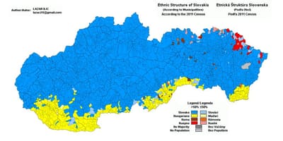 Kort af Slóvakíu þjóðerni